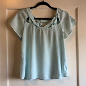 Maeve Anthropologie Blue Cutout Blouse